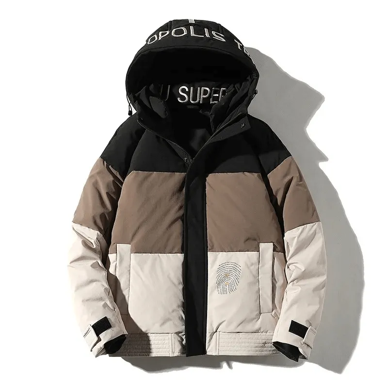 Stylish Men's Down Jacket with Hood and Stand Collar - SF1901