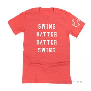 Swing Batter Batter Swing - Baseball Detail on Sleeve - Unisex Tee