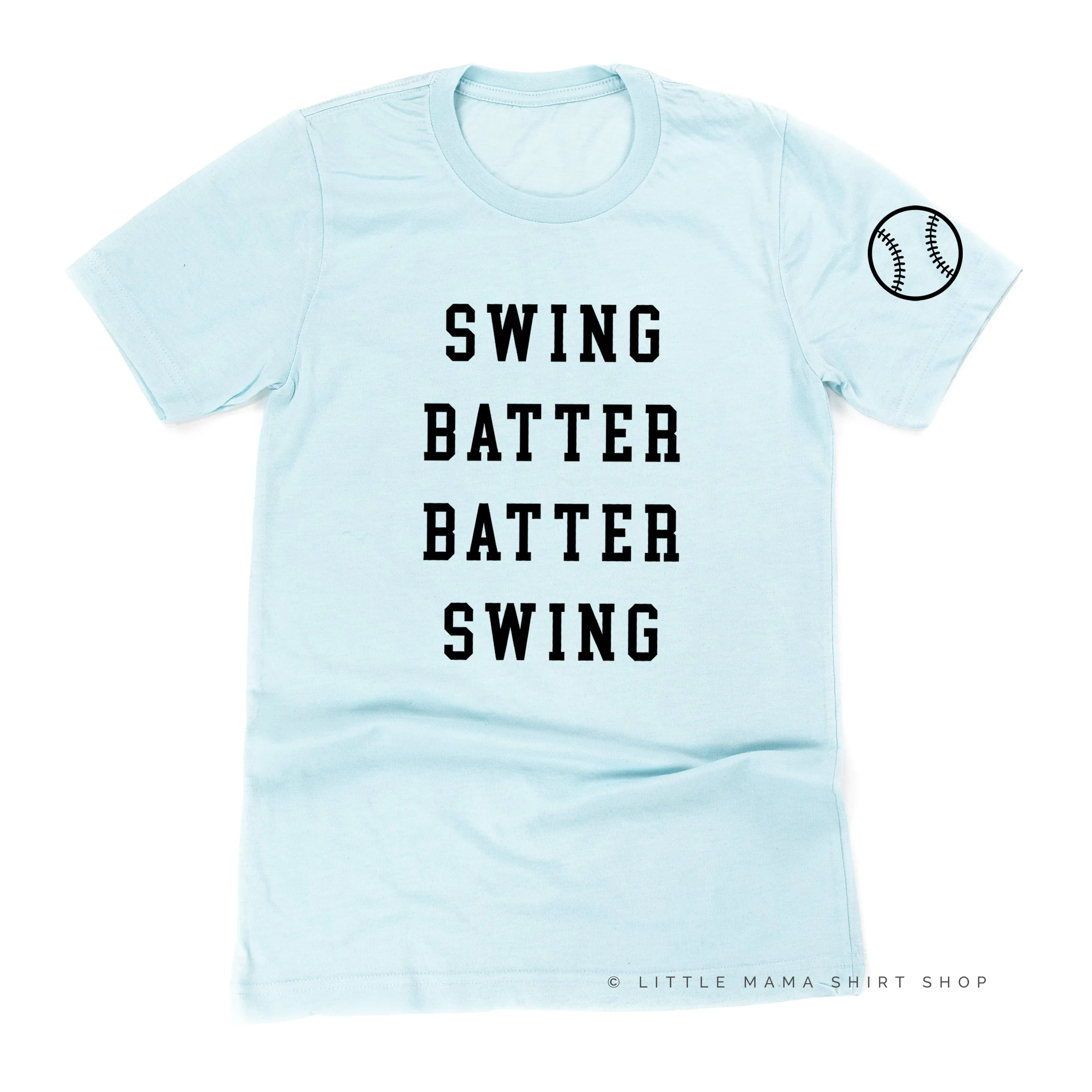 Swing Batter Batter Swing - Baseball Detail on Sleeve - Unisex Tee