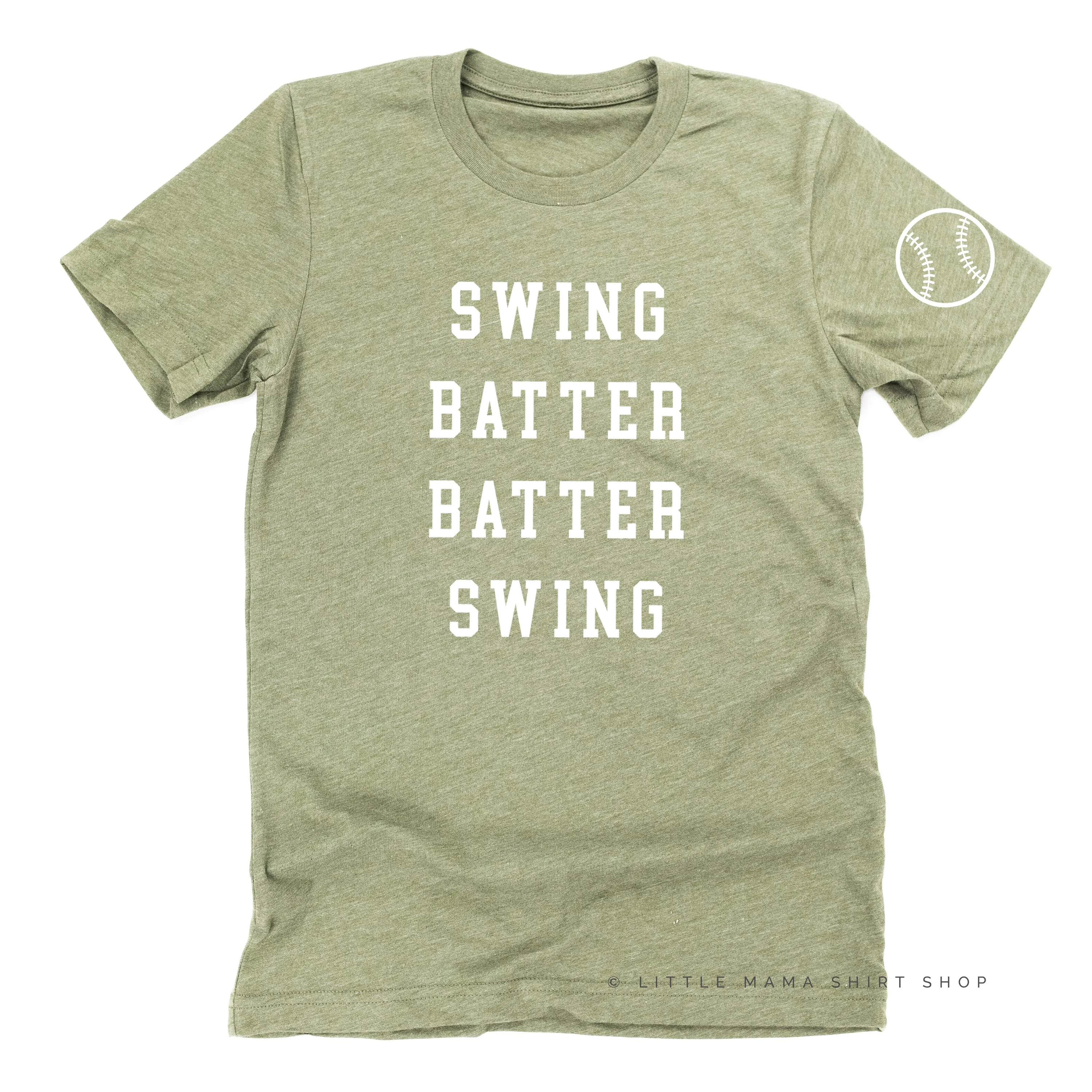 Swing Batter Batter Swing - Baseball Detail on Sleeve - Unisex Tee