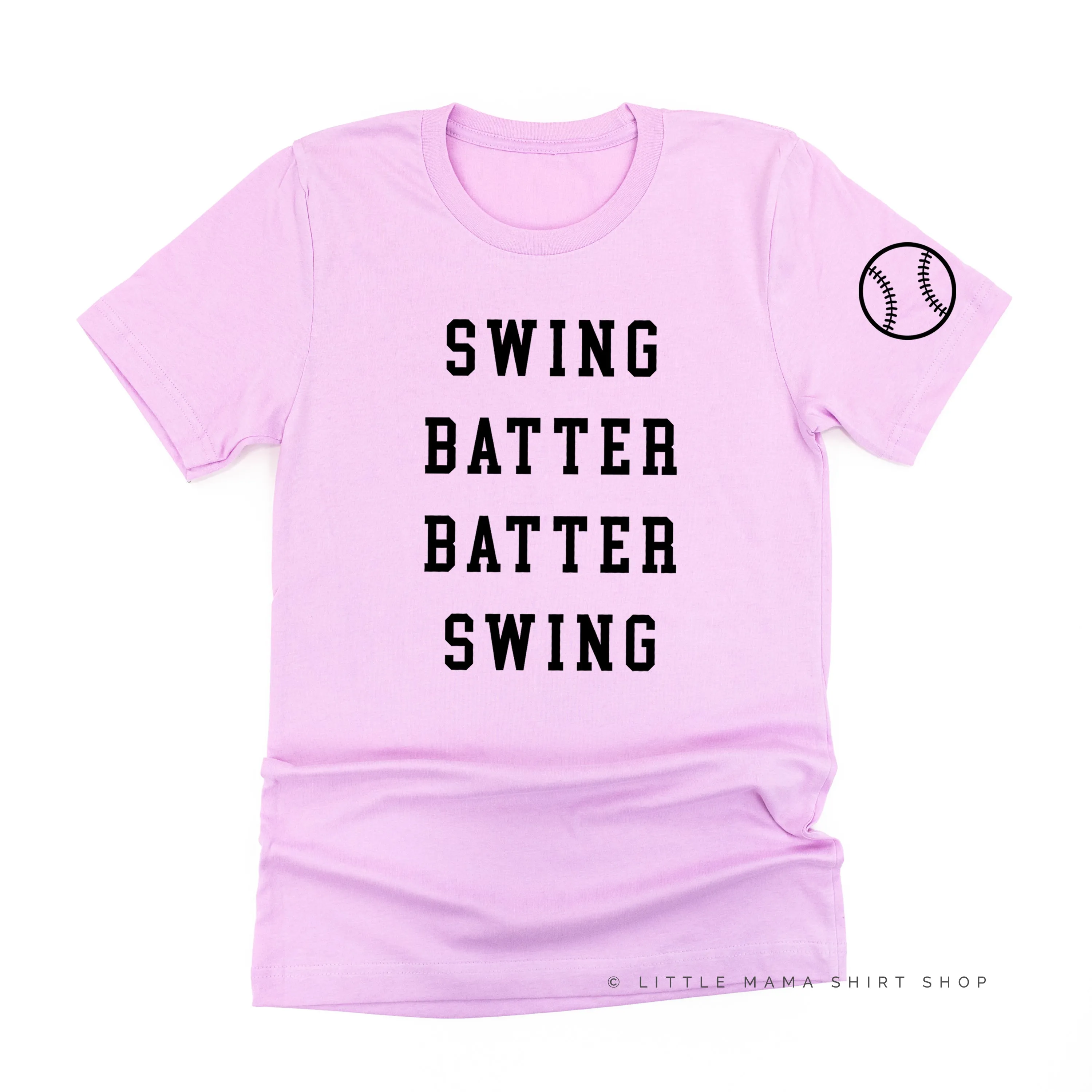 Swing Batter Batter Swing - Baseball Detail on Sleeve - Unisex Tee