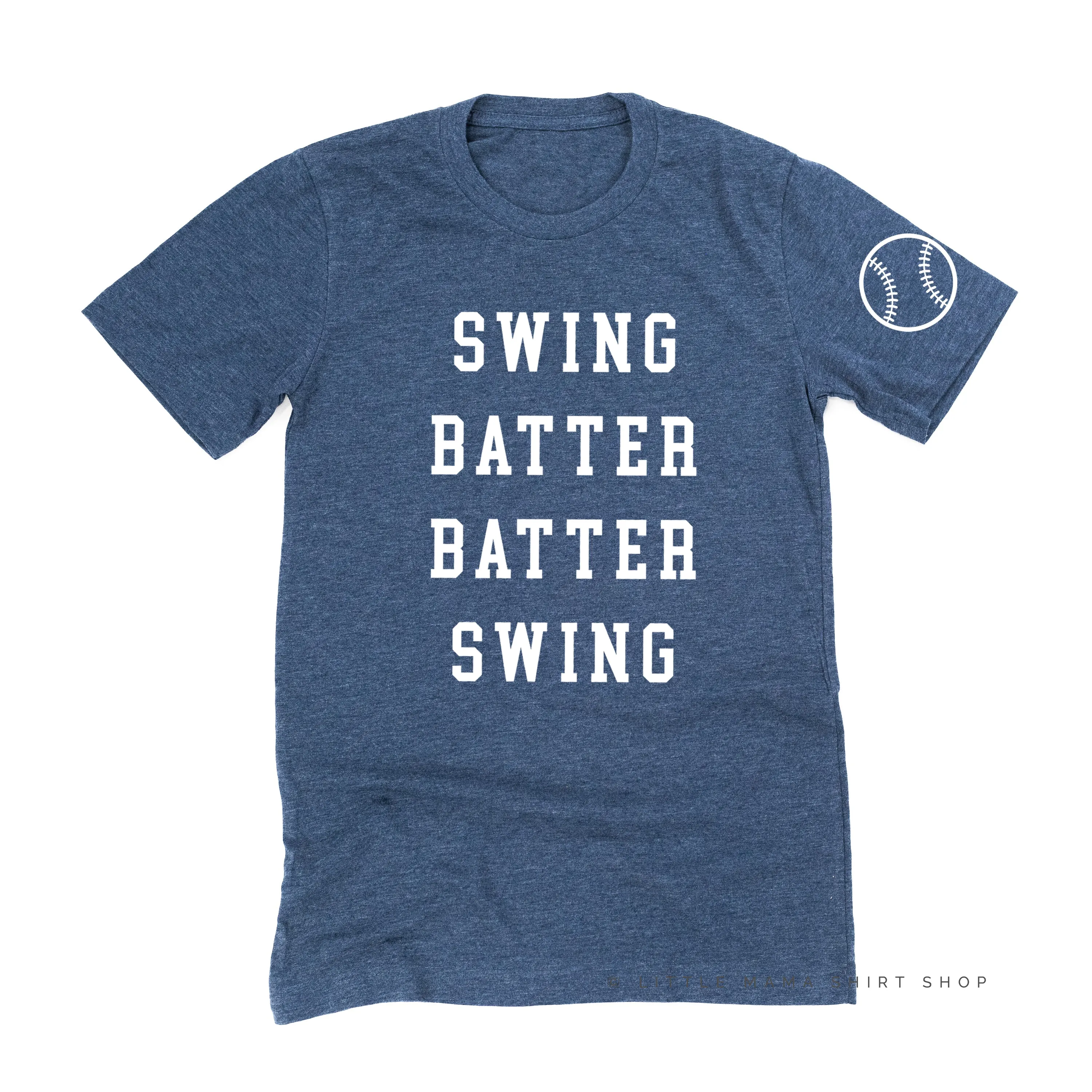 Swing Batter Batter Swing - Baseball Detail on Sleeve - Unisex Tee