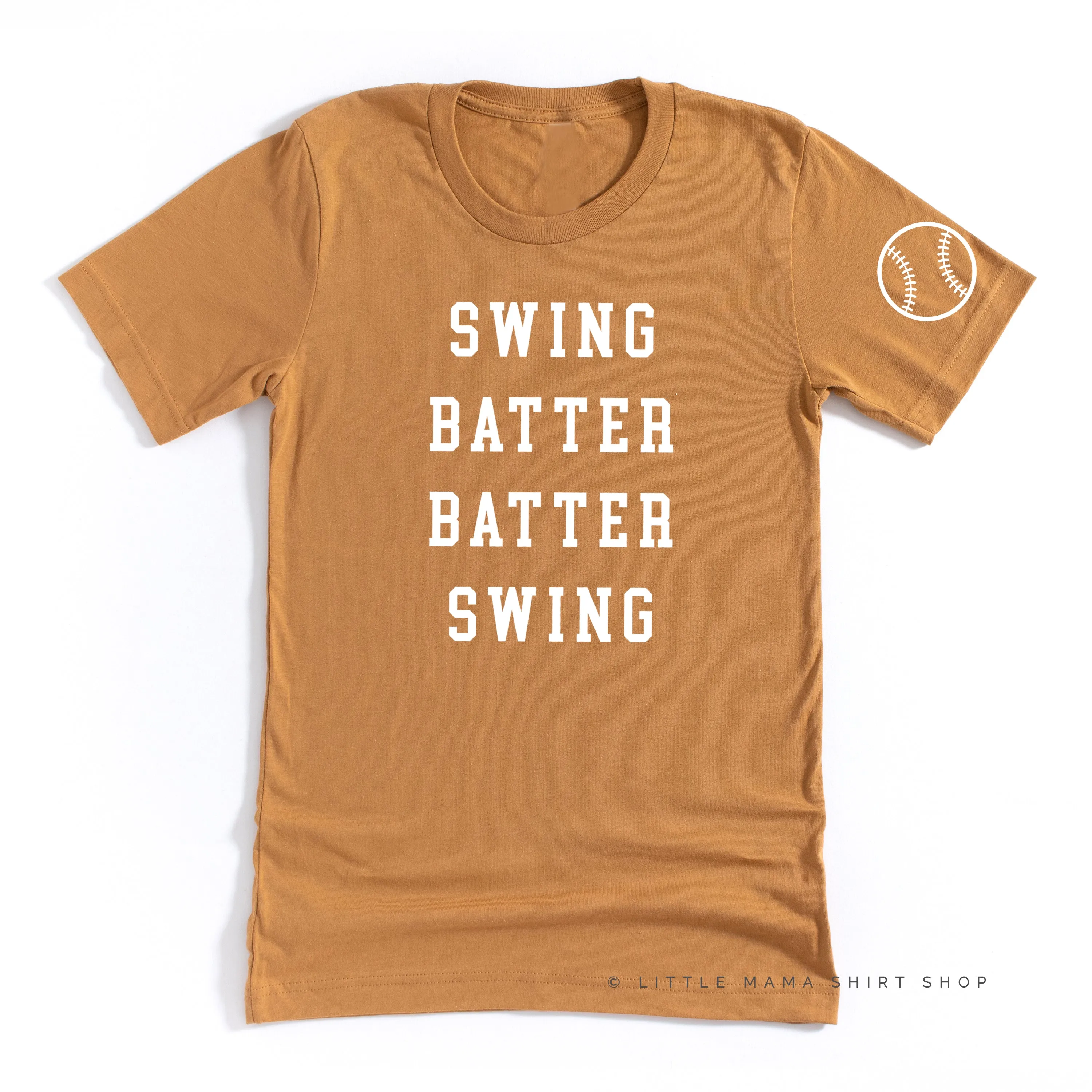 Swing Batter Batter Swing - Baseball Detail on Sleeve - Unisex Tee