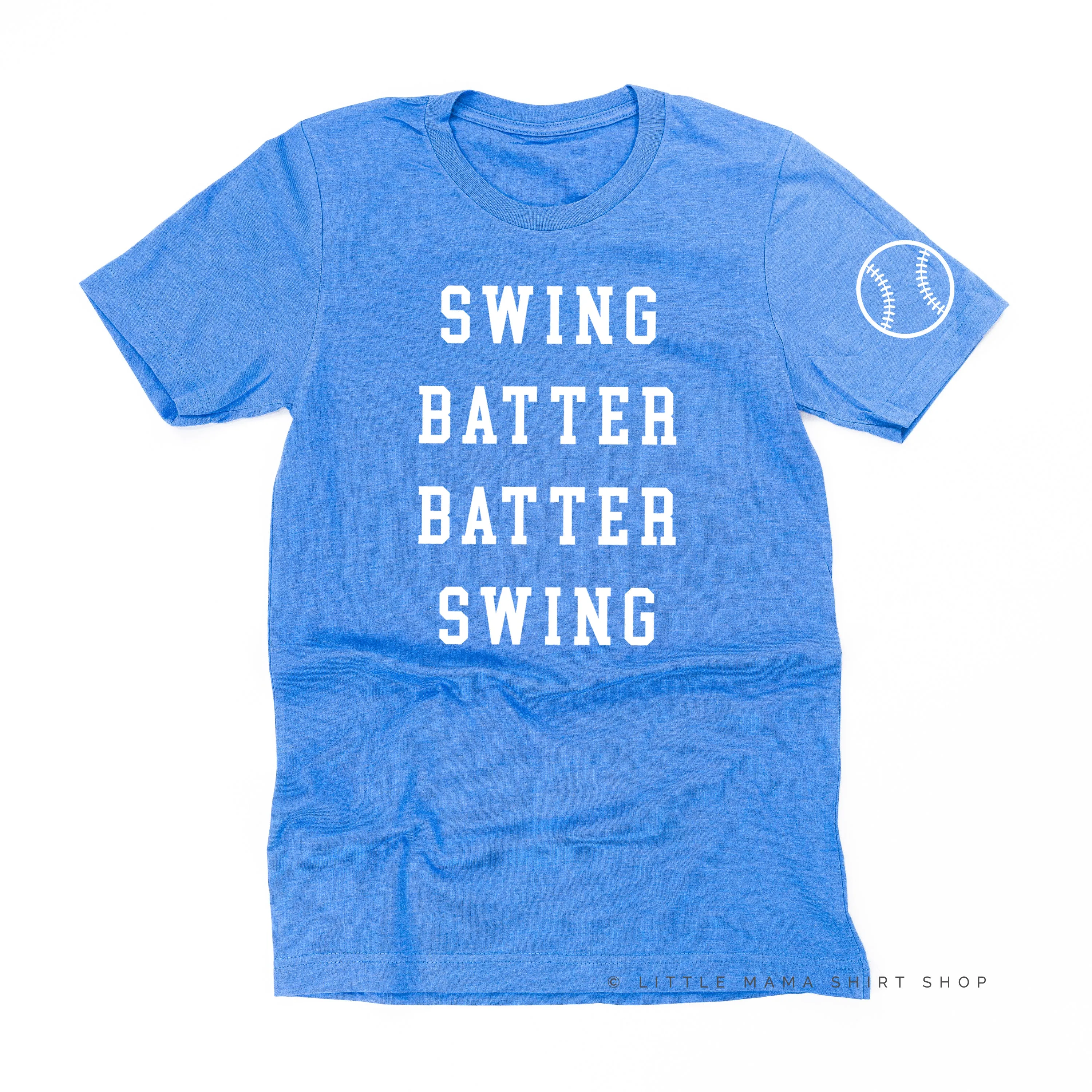 Swing Batter Batter Swing - Baseball Detail on Sleeve - Unisex Tee