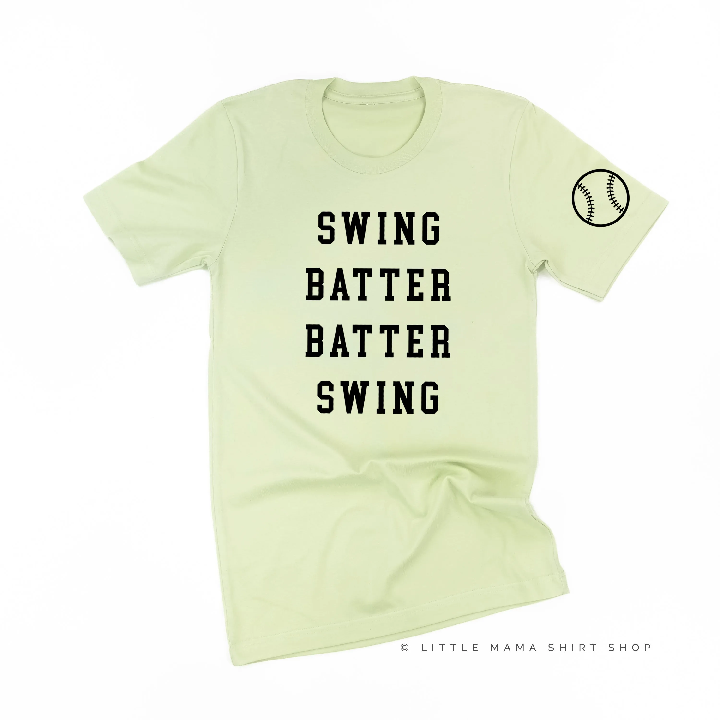 Swing Batter Batter Swing - Baseball Detail on Sleeve - Unisex Tee