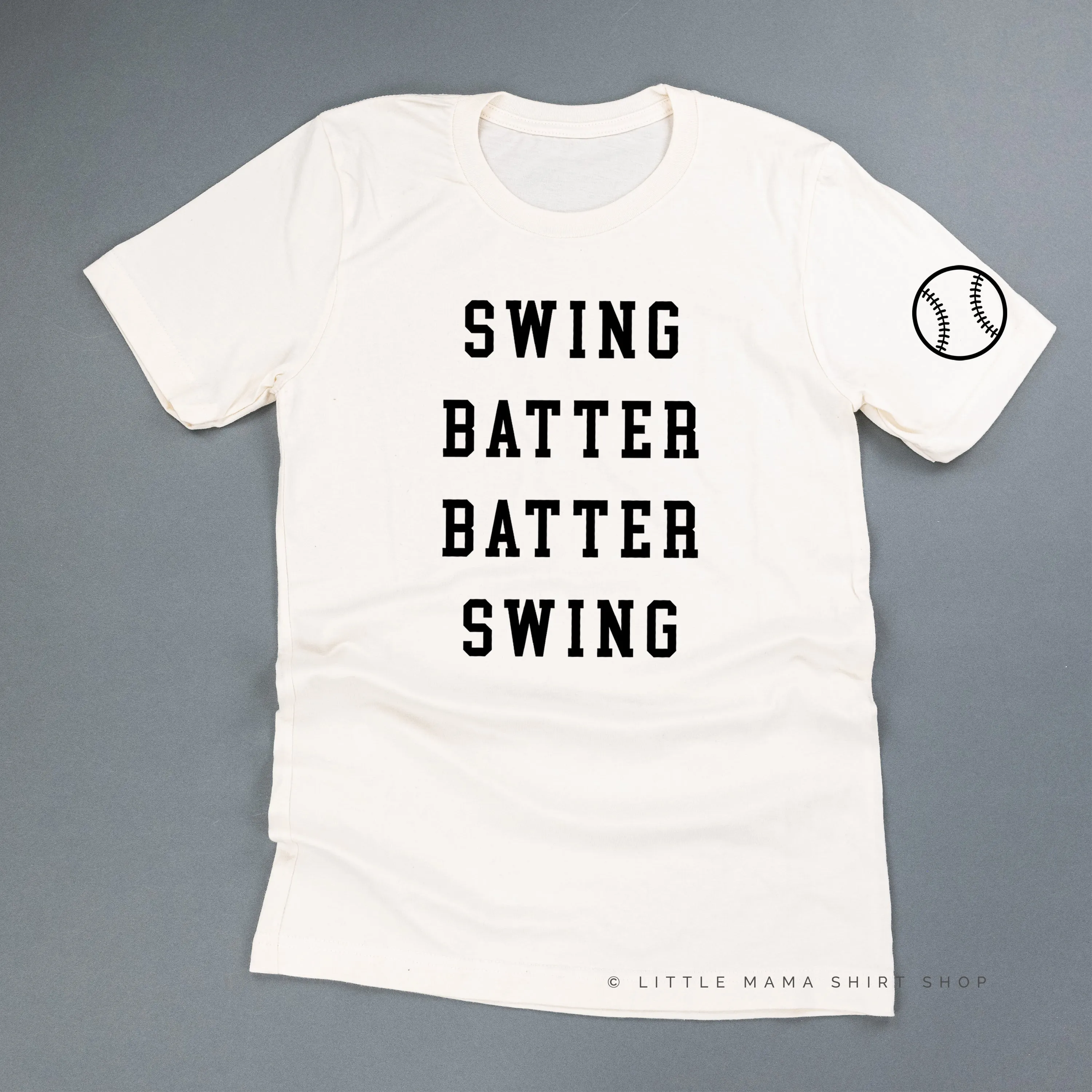 Swing Batter Batter Swing - Baseball Detail on Sleeve - Unisex Tee