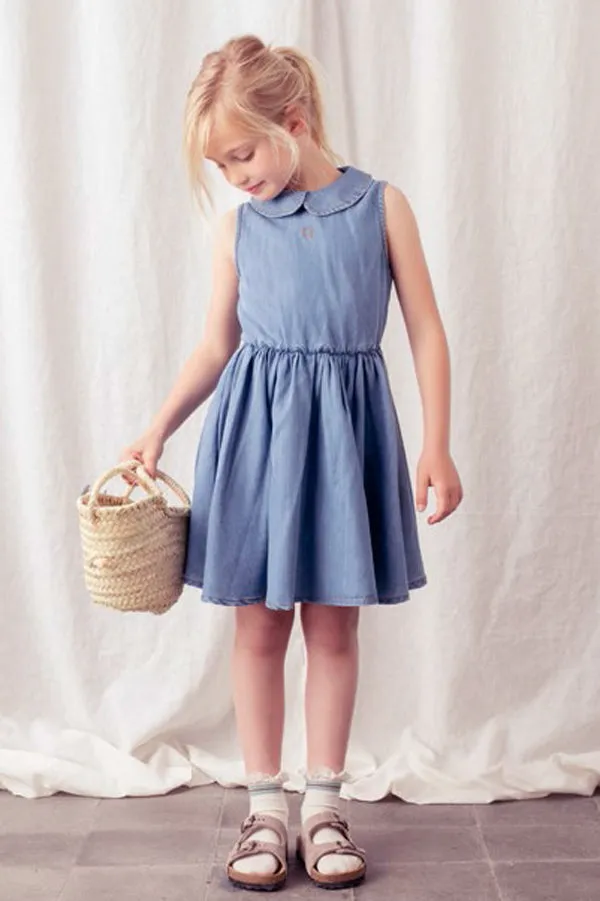 Tocoto Vintage Sleeveless Denim Girls Dress