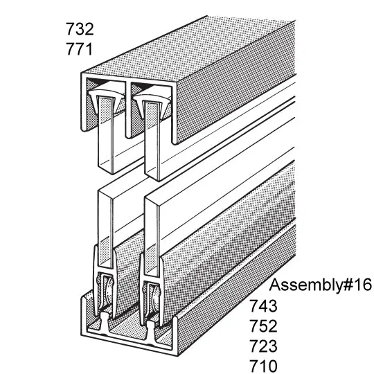 Track Assembly 16, Satin Clear Anodized