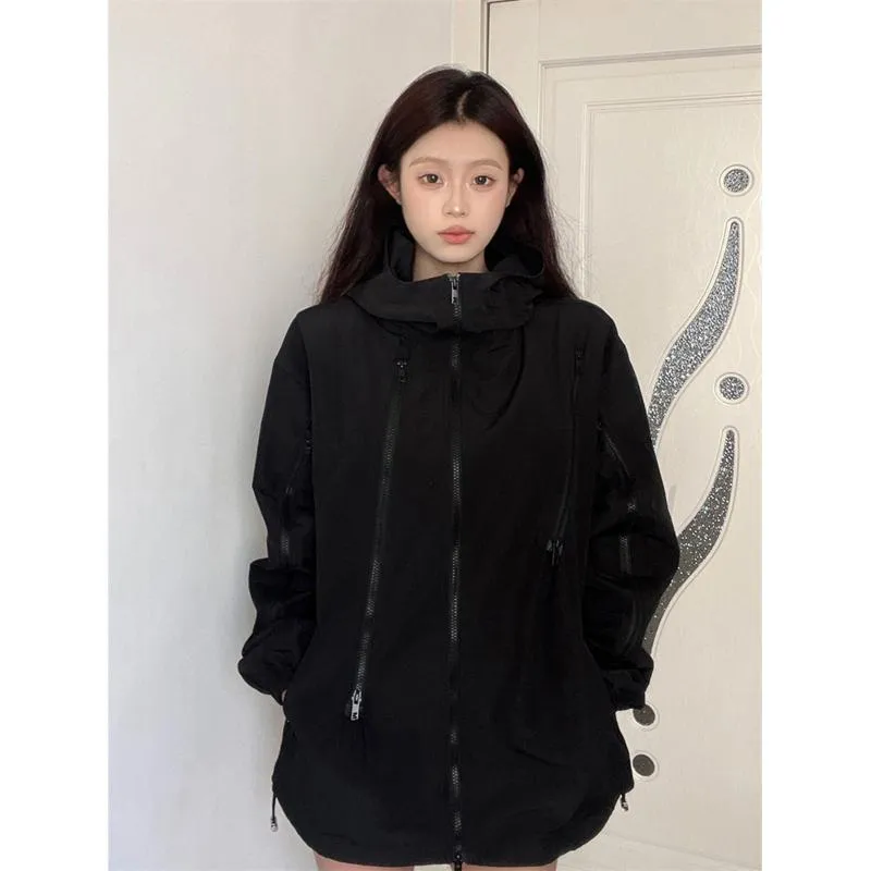 Unisex Full Zip Raincoat Hooded Jacket