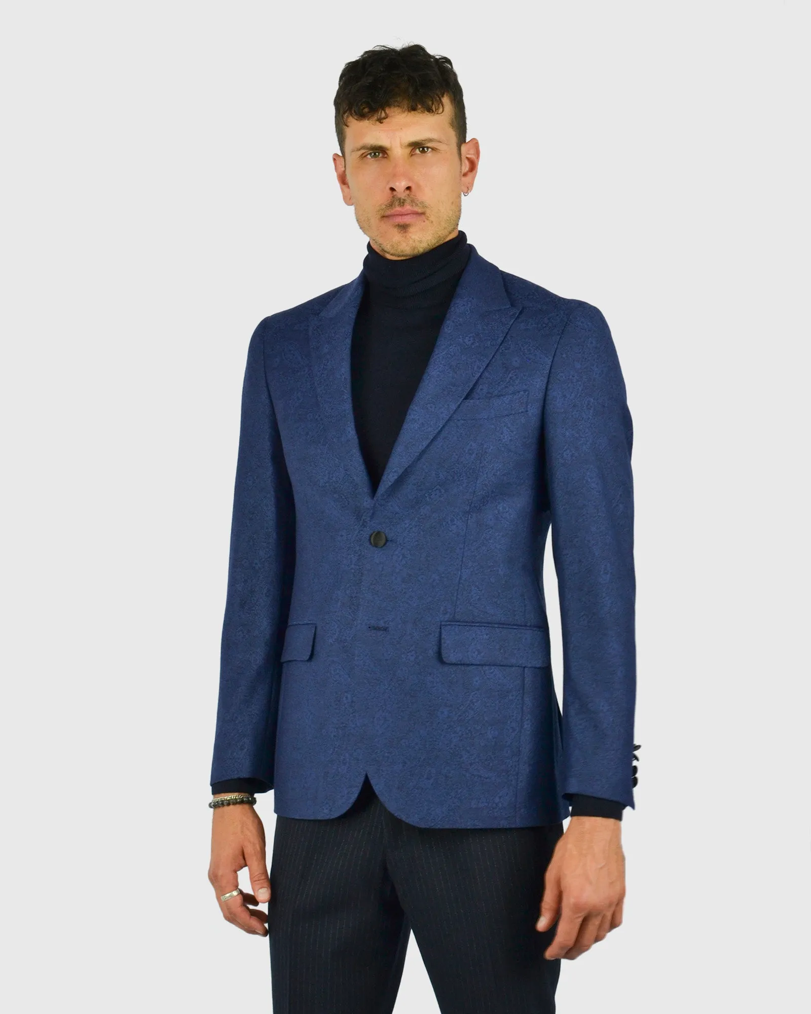 VINCENT & FRANKS VFFJJ950 BLUE JAQUARD JACKET