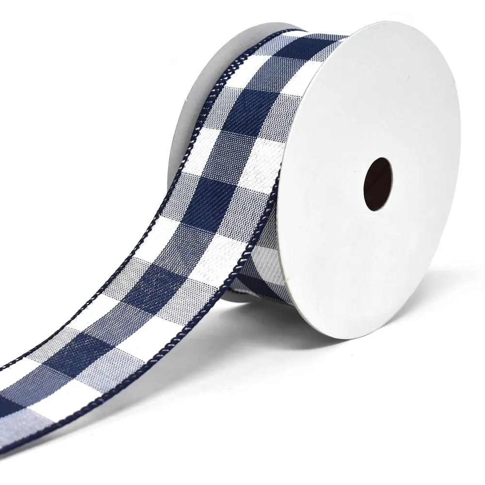 White Buffalo Plaid Wired Ribbons