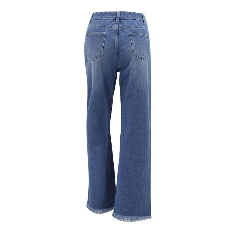 Women's Casual Denim Pants High Waisted Wide Leg Jeans