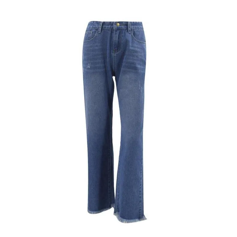 Women's Casual Denim Pants High Waisted Wide Leg Jeans