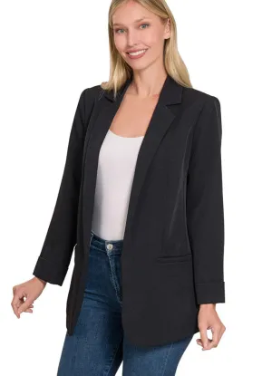 Woven Classic Blazer in Black by Zenna